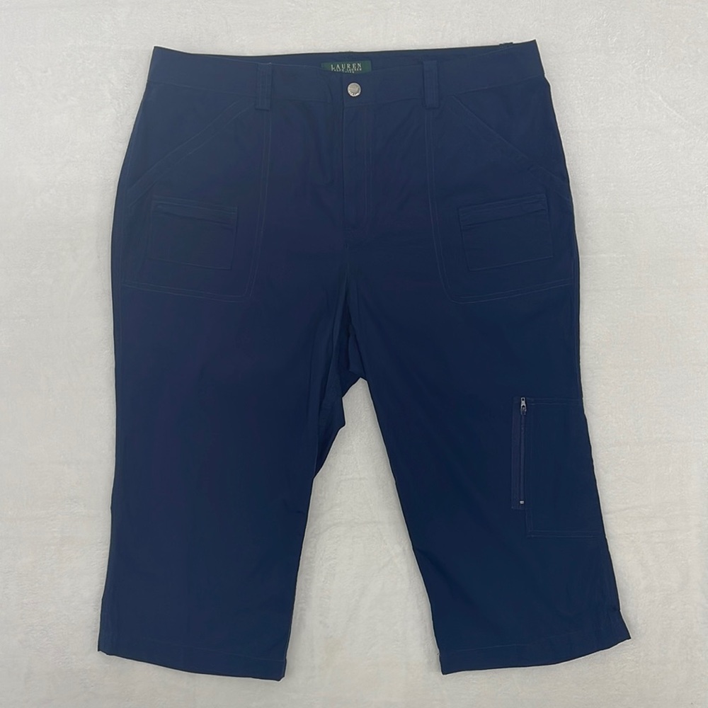 Lauren Ralph Lauren Petite Navy Blue Cargo Capri Pants Womens Size 14P